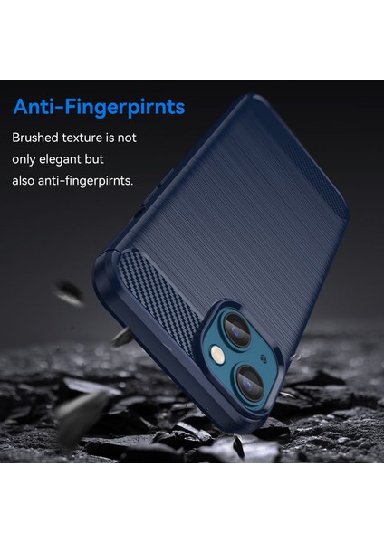 iPhone 14 Plus 6.7 Inç Karbon Fiber Doku Tpu Kapaklı Fırçalanmış Ince Kılıf Çizilmeye Dayanıklı Cep Telefonu Kılıfı-Mavi (Yurt Dışından) fırsatları
