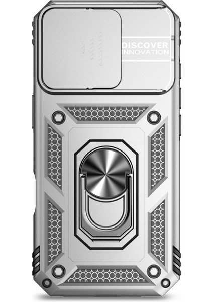 iPhone 16 Pro Kılıf Halkalı Kickstand Pc+Tpu Telefon Kılıfı Camshield-Gümüş (Yurt Dışından) fiyatları