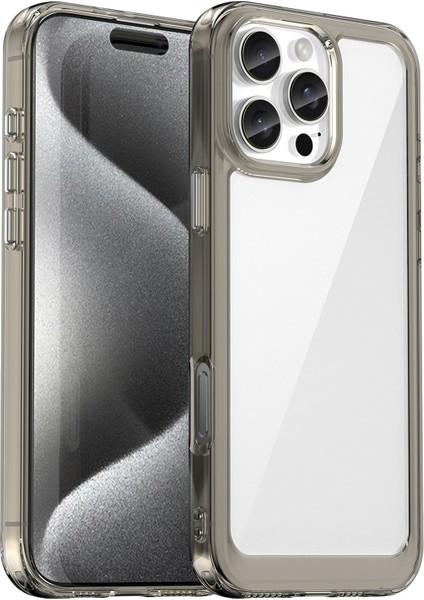 iPhone 16 Pro Max Kılıf Tpu+Akrilik Darbeye Dayanıklı Koruyucu Şeffaf Telefon Kılıfı-Şeffaf Gri (Yurt Dışından)