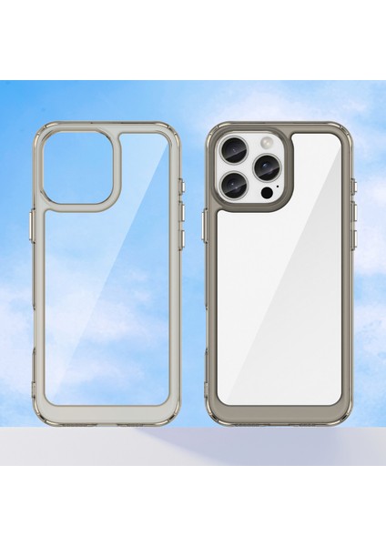 iPhone 16 Pro Max Kılıf Tpu+Akrilik Darbeye Dayanıklı Koruyucu Şeffaf Telefon Kılıfı-Şeffaf Gri (Yurt Dışından) fiyatları