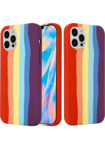 iPhone 15 Pro Max Için Gökkuşağı Ka Sıvı Silikon + Pc Çizilmez Kapak Fiber Astar Telefon Kılıfı-Kırmızı (Yurt Dışından) modelleri