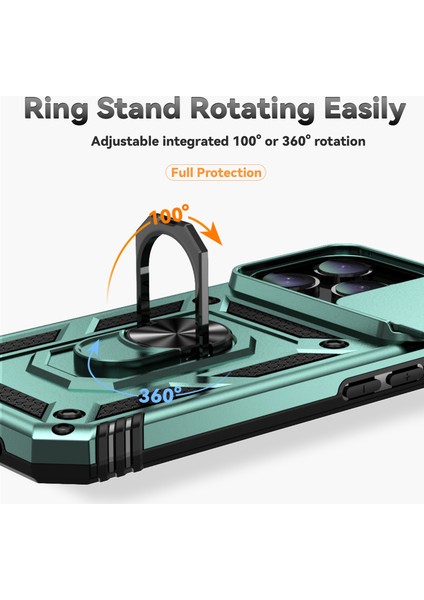 iPhone 16 Pro Kılıf Halkalı Kickstand Pc+Tpu Telefon Kılıfı Camshield-Siyahımsı Yeşil (Yurt Dışından) indirimleri