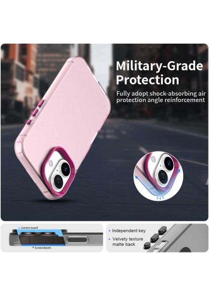 iPhone 16 Plus Kılıf Pc+Tpu+Pet Mat Düşmeye Karşı Telefon Arka Kapağı-Kırmızı (Yurt Dışından) modelleri