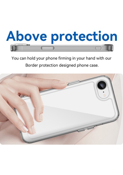 iPhone 16E Şeffaf Arka Kılıf Renkli Çerçeve Tpu+Akrilik Telefon Kılıfı-Şeffaf (Yurt Dışından) modelleri