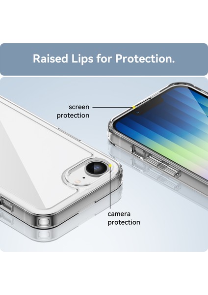iPhone 16E Şeffaf Arka Kılıf Renkli Çerçeve Tpu+Akrilik Telefon Kılıfı-Şeffaf (Yurt Dışından) indirimleri