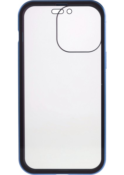 iPhone 14 Pro Max Darbeye Dayanıklı Anti-Pep Telefon Kılıfı Metal Çerçeve + Çift Taraflı Temperli Cam Hibrit Kapak Manyetik Kapatma ile - Koyu Mavi (Yurt Dışından) fırsatları
