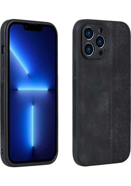 Azns Darbeye Dayanıklı Telefon Kılıfı iPhone 14 Pro Max 6.7 Inç, Pu Deri Kaplamalı Tpu Aşınmaya Dayanıklı Cep Telefonu Kılıfı-Siyah (Yurt Dışından)