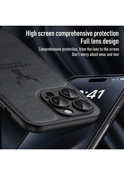 iPhone 13 Pro Max Telefon Kılıfı Pu Deri Kaplamalı Pc+Tpu Geyik Desenli Kapak-Siyah (Yurt Dışından) indirimleri