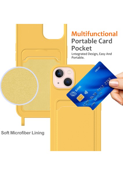 iPhone 14 Plus Kılıf Için Askılı Sıvı Silikon Darbeye Dayanıklı Telefon Kılıfı-Sarı (Yurt Dışından) indirimleri