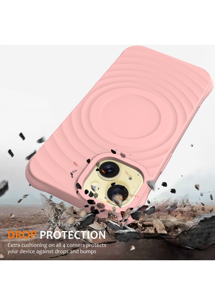 iPhone 15 Manyetik Kılıf Su Dalgası Doku Sıvı Silikon Koruyucu Telefon Kabuğu El Kayışı Ile-Pembe (Yurt Dışından) fiyatları