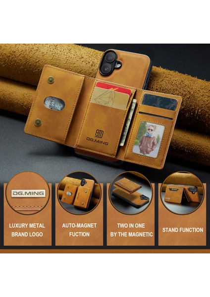Dg.mıng M2 Serisi iPhone 16 Kılıf Pu+Pc+Tpu Telefon Kılıfı Çıkarılabilir Cüzdan-Kahverengi (Yurt Dışından) fırsatları