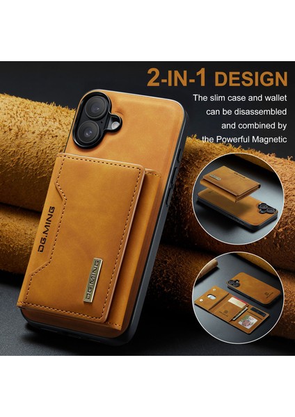 Dg.mıng M2 Serisi iPhone 16 Kılıf Pu+Pc+Tpu Telefon Kılıfı Çıkarılabilir Cüzdan-Kahverengi (Yurt Dışından) indirimleri