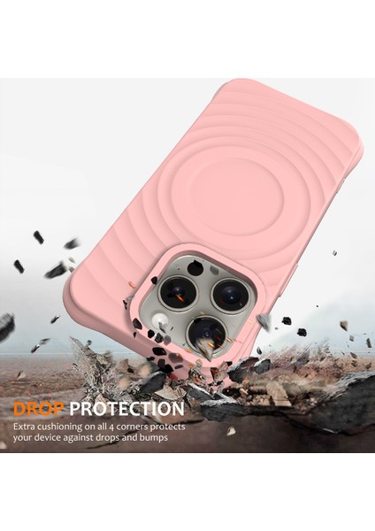 iPhone 12 Pro Max Manyetik Kılıf Darbeye Dayanıklı Sıvı Silikon Telefon Kılıfı Su Dalgası Dokusu-Pembe (Yurt Dışından) fiyatları