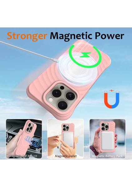 iPhone 12 Pro Max Manyetik Kılıf Darbeye Dayanıklı Sıvı Silikon Telefon Kılıfı Su Dalgası Dokusu-Pembe (Yurt Dışından) modelleri