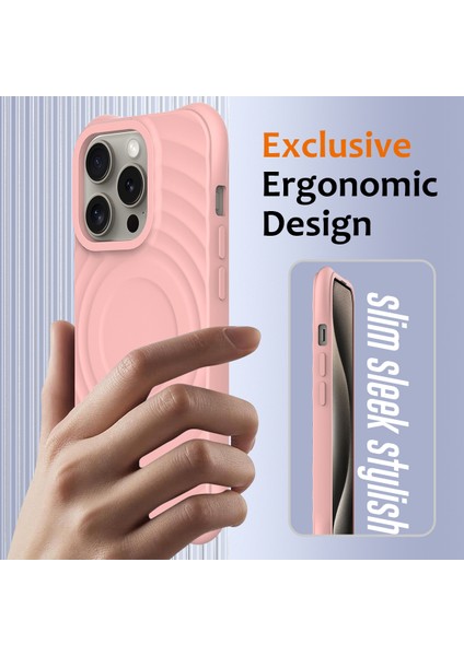 iPhone 12 Pro Max Manyetik Kılıf Darbeye Dayanıklı Sıvı Silikon Telefon Kılıfı Su Dalgası Dokusu-Pembe (Yurt Dışından) fırsatları