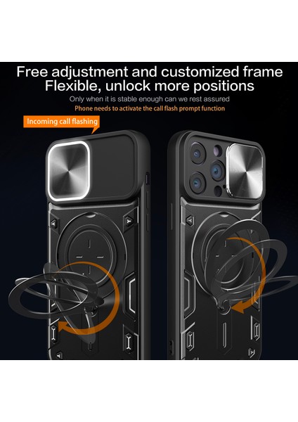 iPhone 15 Pro Max Için Kayar Kamera Kapağı Pc+Tpu Düşmeye Karşı Kapak Halkası Destekli Telefon Kılıfı-Mavi (Yurt Dışından) fiyatları