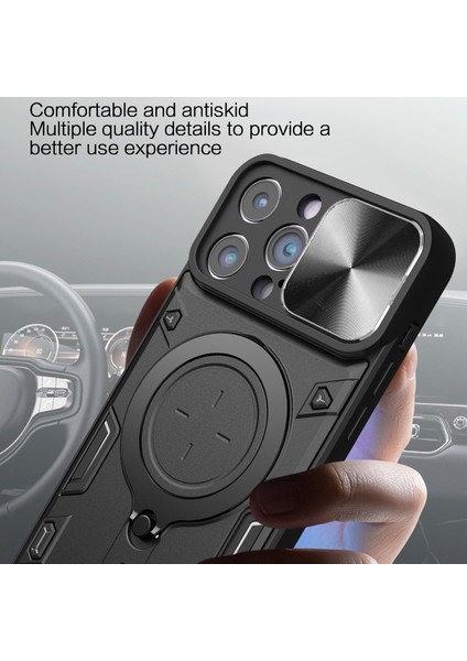iPhone 15 Pro Max Için Kayar Kamera Kapağı Pc+Tpu Düşmeye Karşı Kapak Halkası Destekli Telefon Kılıfı-Mavi (Yurt Dışından) indirimleri