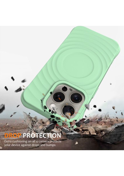 iPhone 12 Pro Max Manyetik Kılıf Darbeye Dayanıklı Sıvı Silikon Telefon Kılıfı Su Dalgası Dokusu-Yeşil (Yurt Dışından) fiyatları