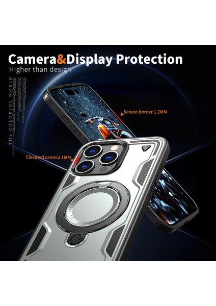 iPhone 15 Pro Kılıfı Magsafe Askeri Koruma Pc+Tpu Kickstand Telefon Kılıfı-Gri ile Uyumlu (Yurt Dışından) indirimleri