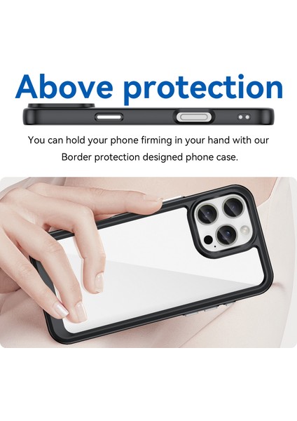 iPhone 16 Pro Max Kılıf Tpu+Akrilik Darbeye Dayanıklı Koruyucu Şeffaf Telefon Kılıfı-Siyah (Yurt Dışından) fırsatları