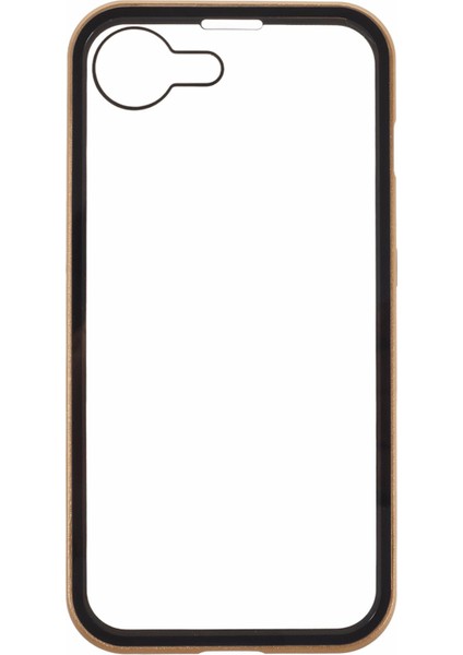 iPhone 16E Kılıfı Çift Taraflı Temperli Cam Manyetik Şeffaf Telefon Kılıfı-Altın (Yurt Dışından) fiyatları