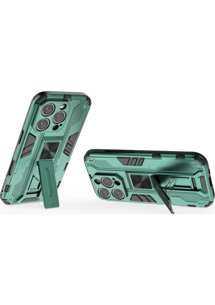 iPhone 16 Pro Kılıf Pc+Tpu Darbeye Dayanıklı Telefon Kılıfı Kickstand Ile-Yeşil (Yurt Dışından) modelleri