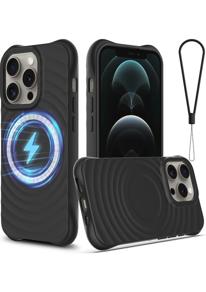 iPhone 12/12 Pro Koruyucu Kılıf Yumuşak Sıvı Silikon Telefon Kılıfı Magsafe-Siyah ile Uyumlu (Yurt Dışından)