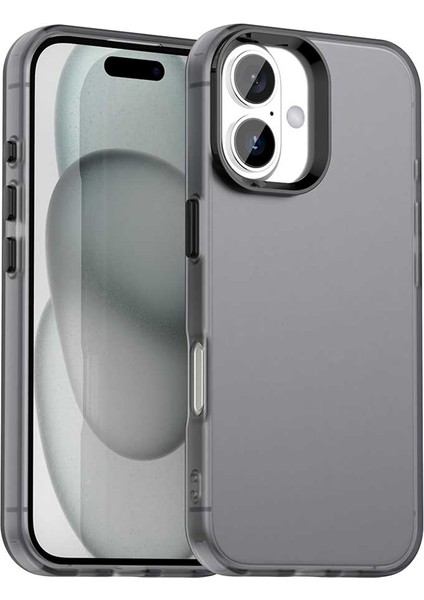 iPhone 16 Kılıfı Pc+Tpu+Pet Mat Düşmeye Karşı Telefon Arka Kapağı-Siyah (Yurt Dışından)