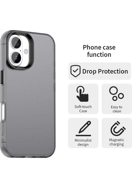 iPhone 16 Kılıfı Pc+Tpu+Pet Mat Düşmeye Karşı Telefon Arka Kapağı-Siyah (Yurt Dışından) fiyatları