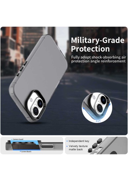 iPhone 16 Kılıfı Pc+Tpu+Pet Mat Düşmeye Karşı Telefon Arka Kapağı-Siyah (Yurt Dışından) modelleri