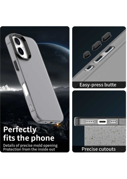 iPhone 16 Kılıfı Pc+Tpu+Pet Mat Düşmeye Karşı Telefon Arka Kapağı-Siyah (Yurt Dışından) fırsatları