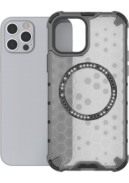 iPhone 12 Pro Max Manyetik Kılıf 4 Köşe Darbeye Dayanıklı Hava Yastığı Petek Tpu+Pc Kapak-Gri (Yurt Dışından) fırsatları