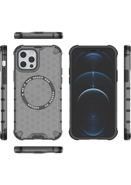 iPhone 12 Pro Max Manyetik Kılıf 4 Köşe Darbeye Dayanıklı Hava Yastığı Petek Tpu+Pc Kapak-Gri (Yurt Dışından) indirimleri