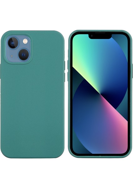 Iyi Korunmuş Çizilmez Sıvı Silikon Telefon Arka Kılıfı iPhone 13 6.1 Inç-Çam Iğnesi Yeşili (Yurt Dışından)