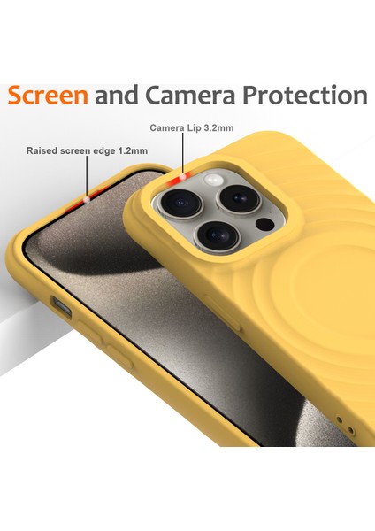 iPhone 12 Pro Max Manyetik Kılıf Darbeye Dayanıklı Sıvı Silikon Telefon Kılıfı Su Dalgası Dokusu-Sarı (Yurt Dışından) indirimleri