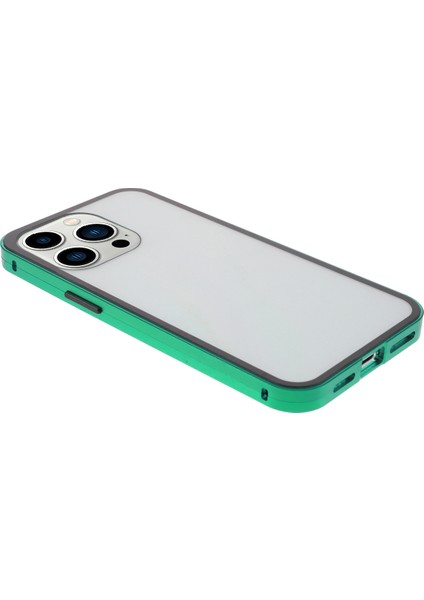 Ultra Şeffaf Çift Taraflı Temperli Cam + Metal Çerçeve Manyetik Kurulum Telefon Kılıfı Kabuğu iPhone 13 Pro 6.1 Inç-Yeşil (Yurt Dışından) fırsatları