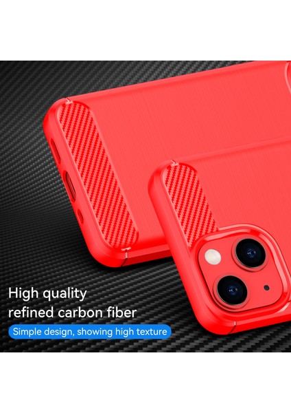 1.8mm Esnek Tpu Çizilmez Karbon Fiber Fırçalanmış Koruyucu Kapak Telefon Arka Kılıfı iPhone 13 6.1 Inç-Kırmızı (Yurt Dışından) fiyatları