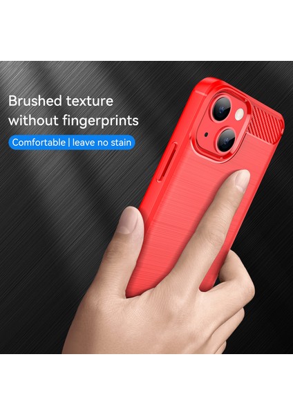 1.8mm Esnek Tpu Çizilmez Karbon Fiber Fırçalanmış Koruyucu Kapak Telefon Arka Kılıfı iPhone 13 6.1 Inç-Kırmızı (Yurt Dışından) modelleri