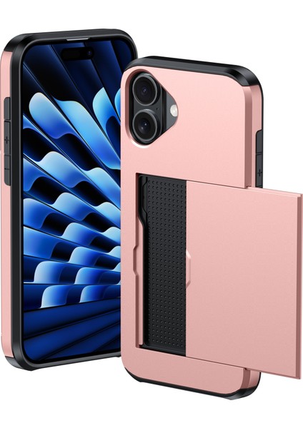 iPhone 16 Kılıfı Çift Katmanlı Tpu+Pc Telefon Kılıfı Kayar Kart Yuvası Ile-Siyah (Yurt Dışından) fiyatları