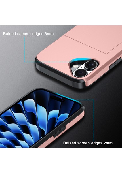 iPhone 16 Kılıfı Çift Katmanlı Tpu+Pc Telefon Kılıfı Kayar Kart Yuvası Ile-Siyah (Yurt Dışından) fırsatları