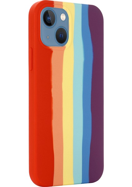 Telefon 13 Mini 5.4 Inç Için Yaratıcı Sevimli Gökkuşağı Çizgili Çizgi Yumuşak Sıvı Silikon Kılıf-Kırmızı (Yurt Dışından) fiyatları