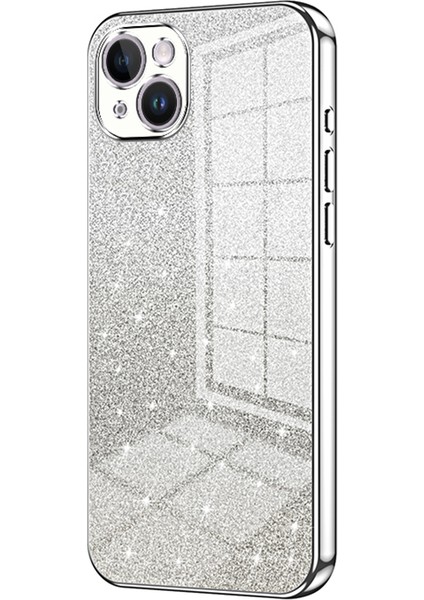 iPhone 14 Plus Cep Telefonu Kılıfı Parıltılı Hassas Kesim Elektrokaplama Tpu Kapak-Gümüş (Yurt Dışından)