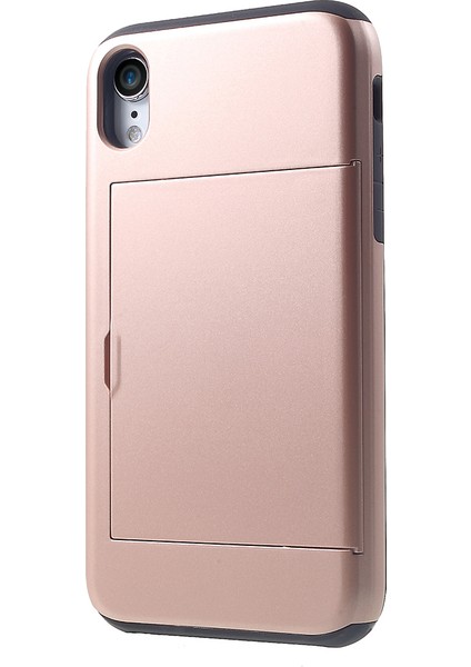 iPhone Xr 6.1 Inç Için Kart Yuvalı Plastik+Tpu Hibrit Mobil Kılıf Kılıfı-Gül Altını (Yurt Dışından)