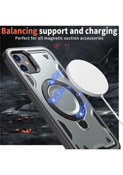 iPhone 11/xr Kılıfı Için Magsafe Askeri Koruma Pc+Tpu Kickstand Telefon Kılıfı-Gri ile Uyumlu (Yurt Dışından) fiyatları