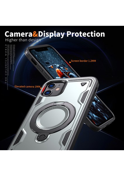 iPhone 11/xr Kılıfı Için Magsafe Askeri Koruma Pc+Tpu Kickstand Telefon Kılıfı-Gri ile Uyumlu (Yurt Dışından) indirimleri