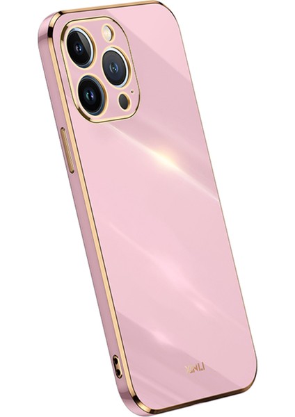 Xınlı iPhone 15 Pro Max Galvanik Altın Kenar Kapak Düşmeye Karşı Tpu Telefon Kılıfı-Mor (Yurt Dışından)