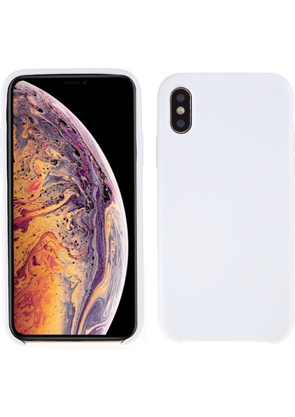 iPhone Xs 5.8 Inç Için Iyi Koruma Çizilmez Kenar Sarılı Sıvı Silikon Kılıf Yumuşak Akıllı Telefon Kılıfı Kabuk-Beyaz (Yurt Dışından)