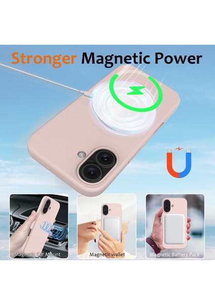iPhone 16 Plus Kılıf Sıvı Silikon Telefon Kılıfı Magsafe-Pembe ile Uyumlu (Yurt Dışından) modelleri