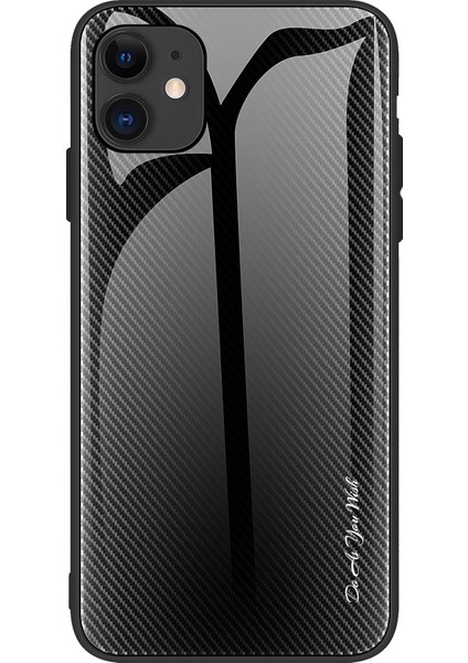 Karbon Fiber Dokulu Pc Cam Arka + Tpu Kombo Kılıf iPhone 12 Pro Max 6.7 Inç - Siyah (Yurt Dışından)