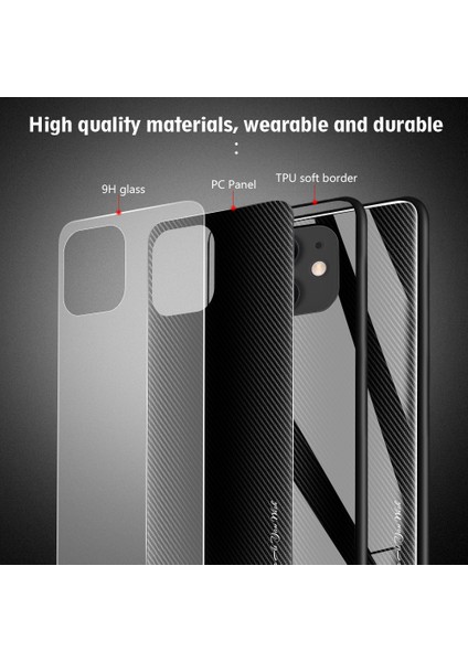 Karbon Fiber Dokulu Pc Cam Arka + Tpu Kombo Kılıf iPhone 12 Pro Max 6.7 Inç - Siyah (Yurt Dışından) modelleri